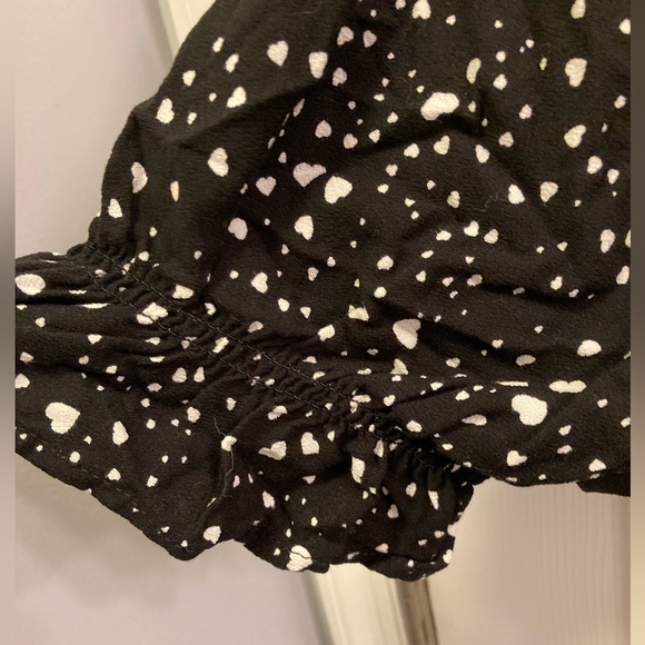 No Boundaries peasant top heart print black white junior’s XL 15 17 shirt ladies - Picture 3 of 6